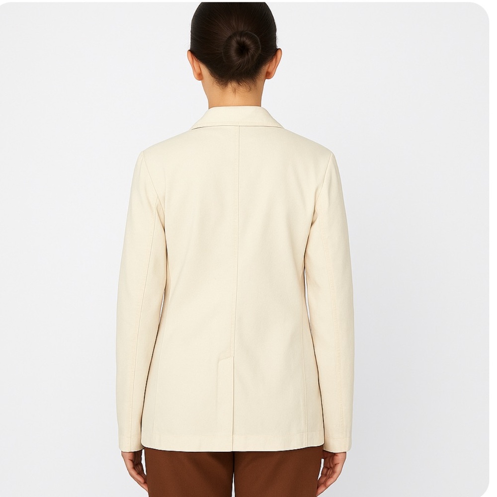 CURVE APPEAL Cream Cotton Soft Denim-Like Jacket Women’s Size Small - Picture 8 of 8